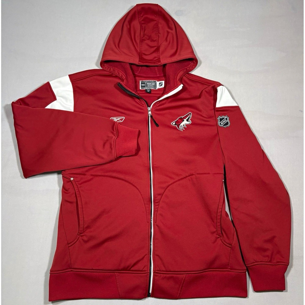 Reebok Phoenix Coyotes Hoodie Mens 2XL Red White Full-Zip NHL Kangaroo Pockets